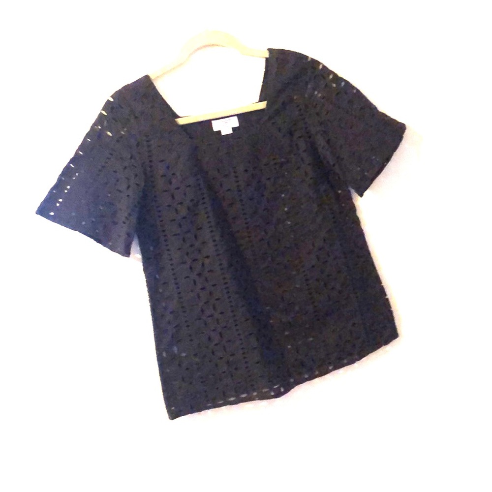 LOFT Brown Boxy Cutout Top